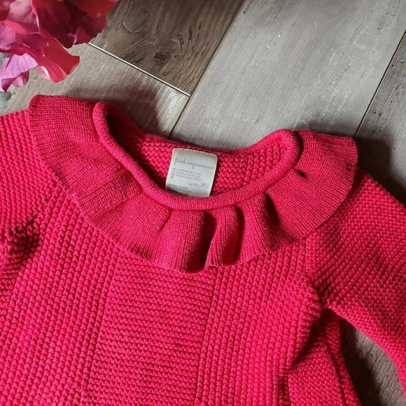 First Impressions Red Shimmery Knit Sweater Dress Tunic Size 18m - Picture 6 of 12